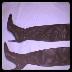 CHANEL Over the Thigh Lambskin leather boots 37.5